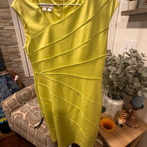 London Times Vibrant Yellow Asymmetrical Dress